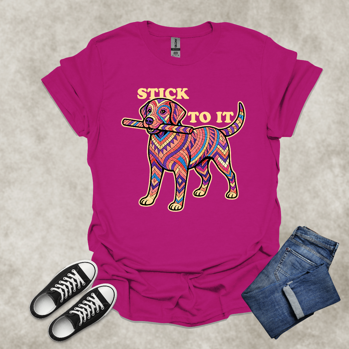 STICK TO IT — Persistence-Inspired Labrador Tee: Unisex Softstyle T-Shirt
