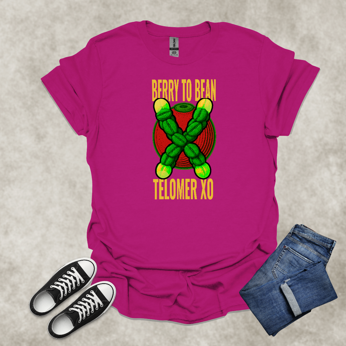 BERRY TO BEAN: TELOMER XO — Coffee Science Art Tee: Unisex Softstyle T-Shirt