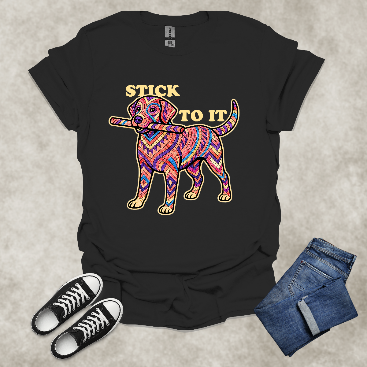 STICK TO IT — Persistence-Inspired Labrador Tee: Unisex Softstyle T-Shirt