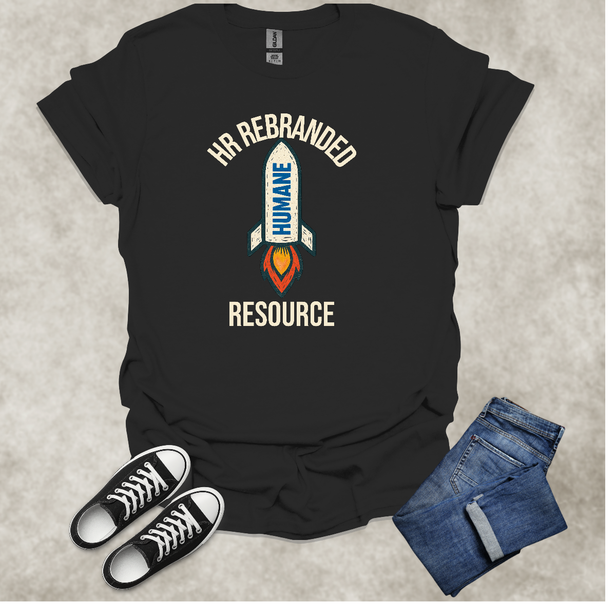 HR REBRANDED: HUMANE RESOURCE — Corporate Satire Tee: Unisex Softstyle T-Shirt