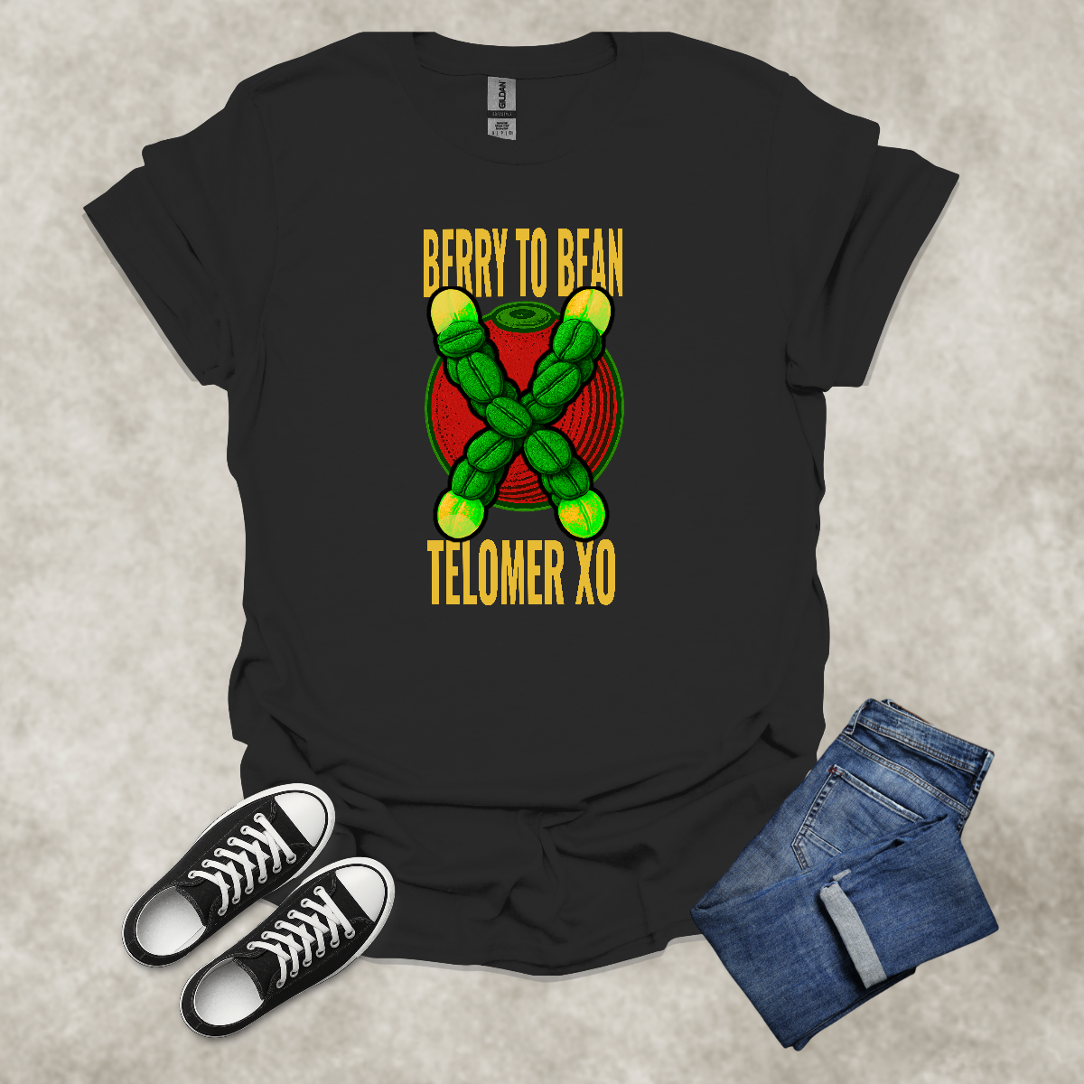 BERRY TO BEAN: TELOMER XO — Coffee Science Art Tee: Unisex Softstyle T-Shirt