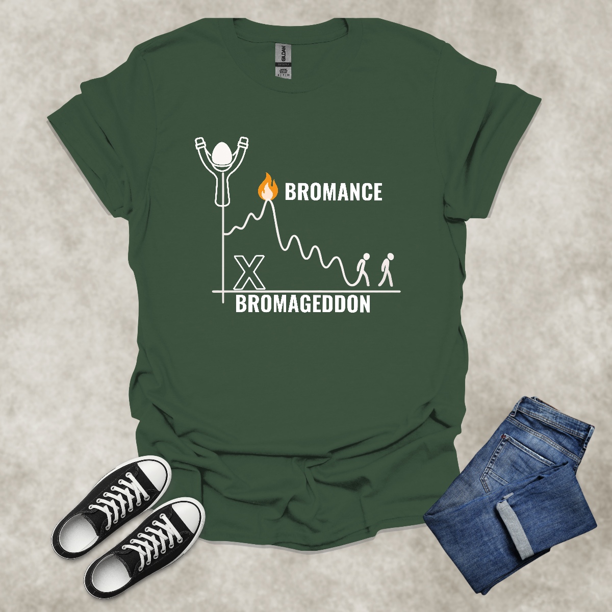 BROMANCE: BROMAGEDDON — Relationship Satire Tee: Unisex Softstyle T-Shirt