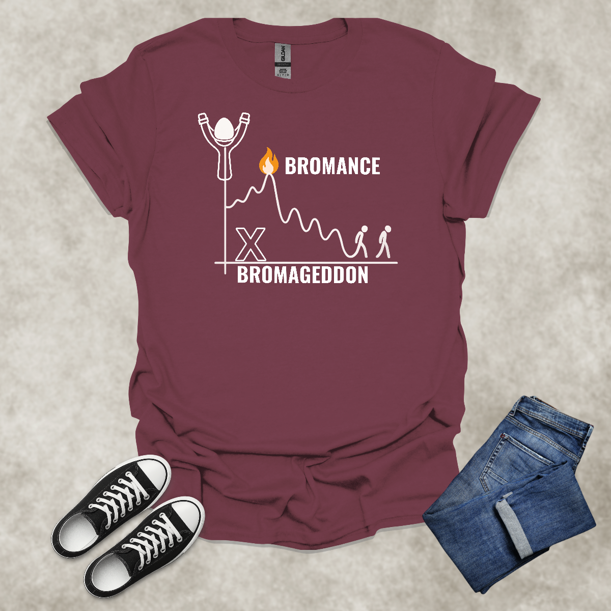 BROMANCE: BROMAGEDDON — Relationship Satire Tee: Unisex Softstyle T-Shirt