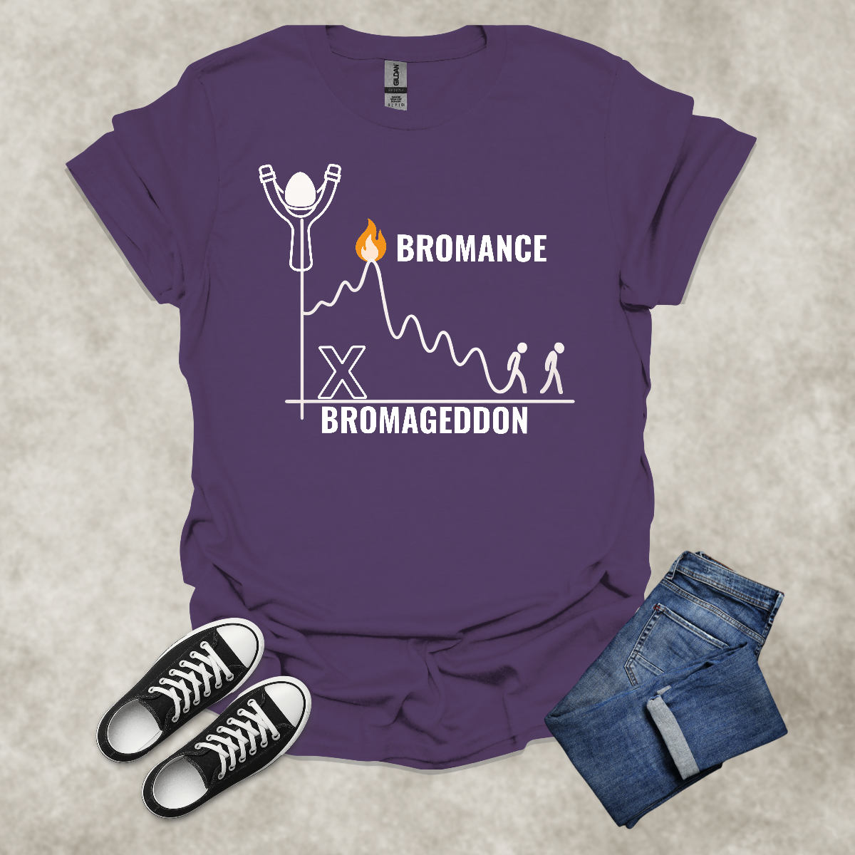 BROMANCE: BROMAGEDDON — Relationship Satire Tee: Unisex Softstyle T-Shirt