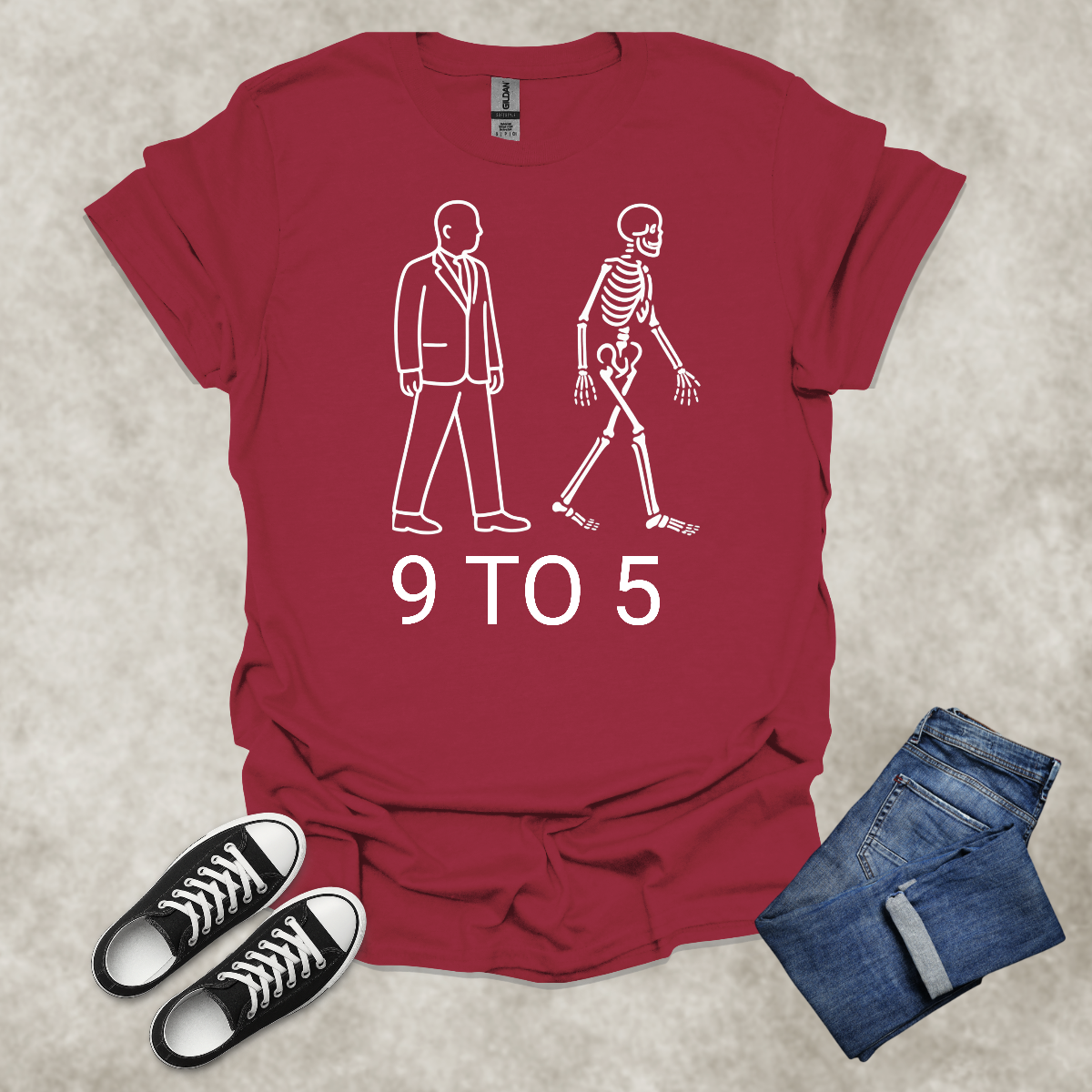 9 TO 5 — Corporate Satire Tee: Unisex Softstyle T-Shirt