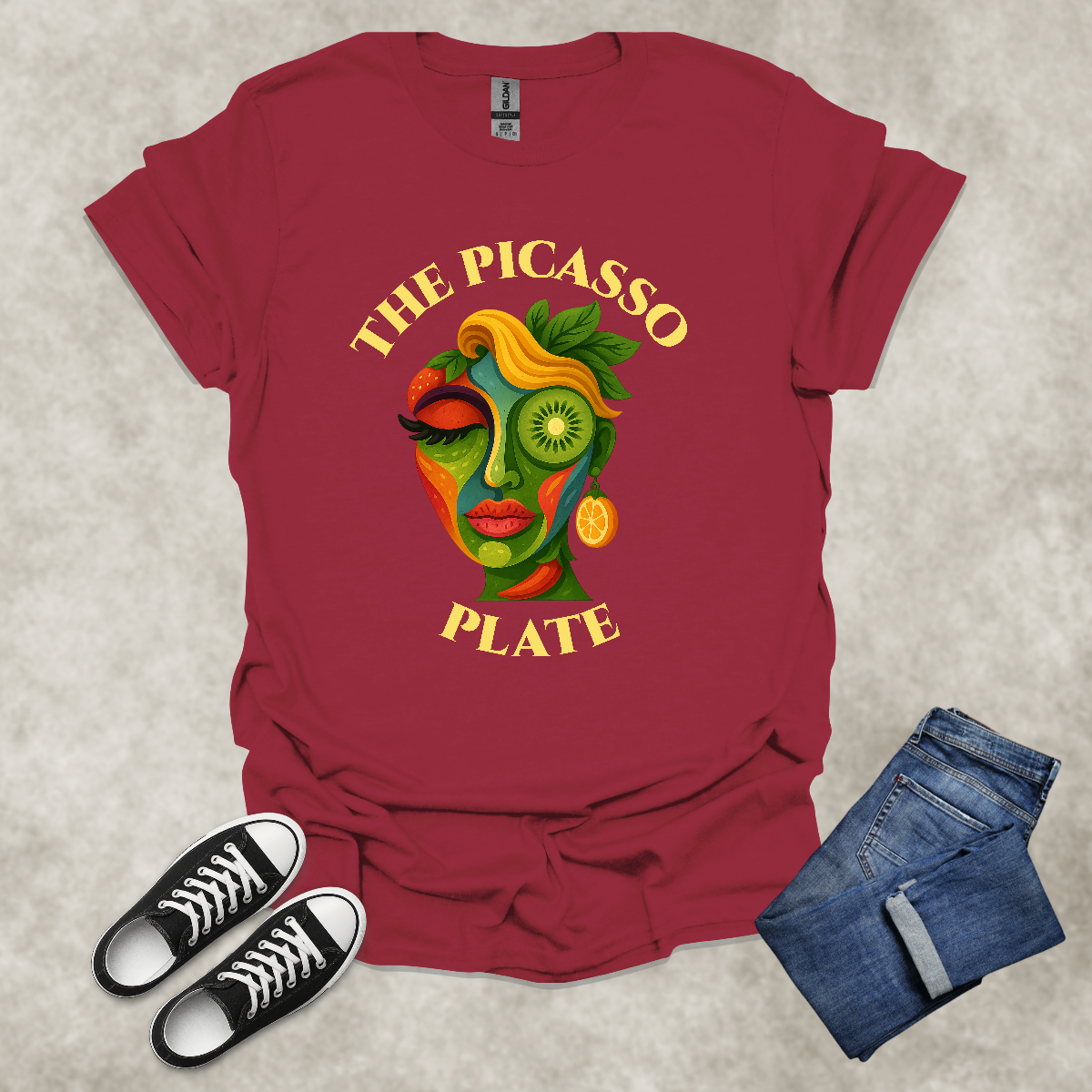 THE PICASSO PLATE — Surreal Produce Portrait Tee: Unisex Softstyle T-Shirt