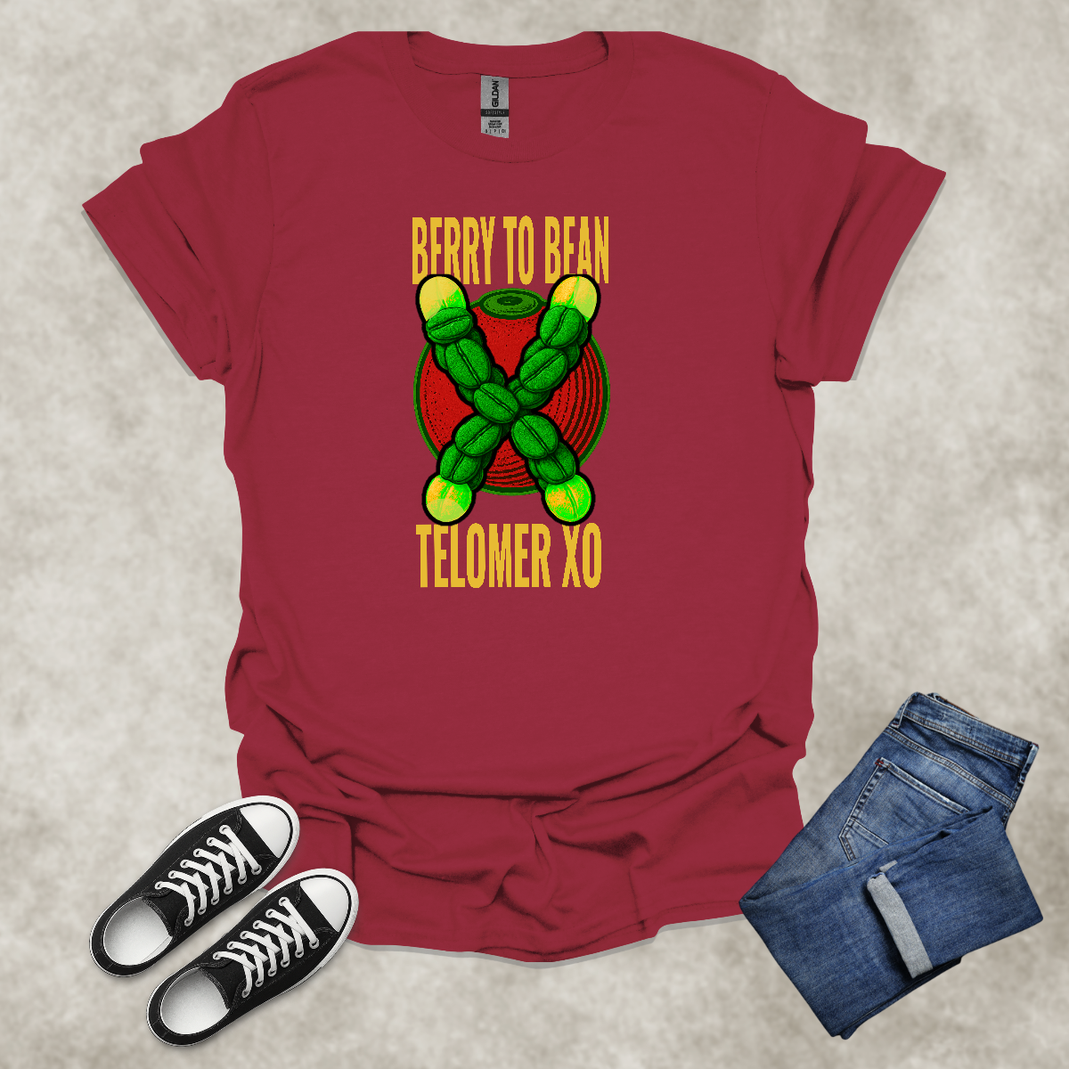 BERRY TO BEAN: TELOMER XO — Coffee Science Art Tee: Unisex Softstyle T-Shirt