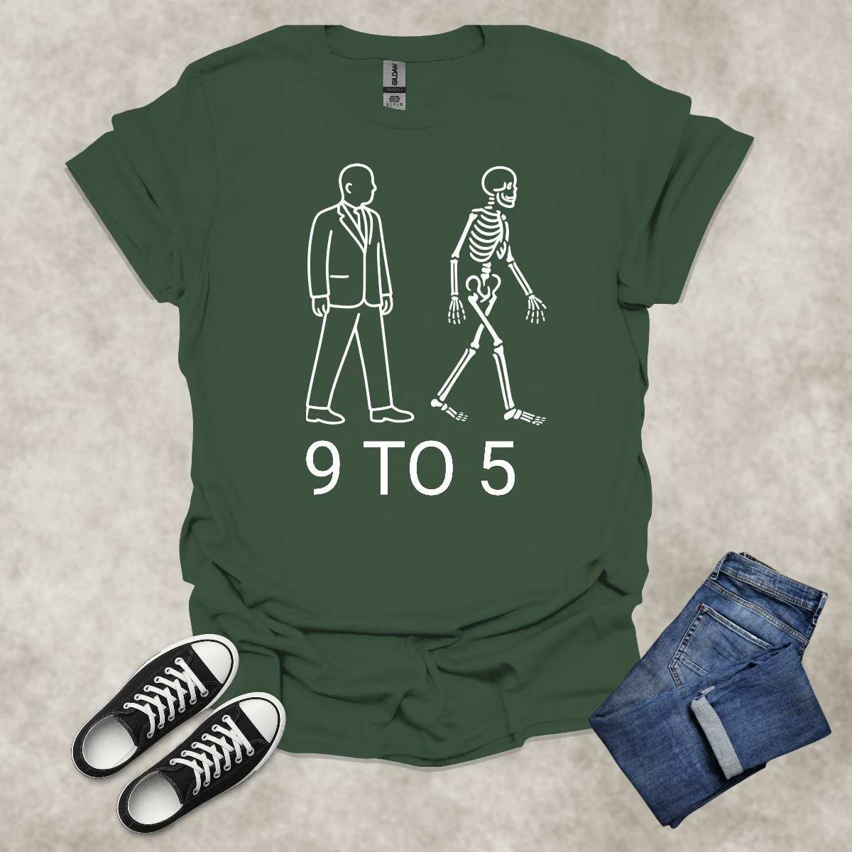 9 TO 5 — Corporate Satire Tee: Unisex Softstyle T-Shirt