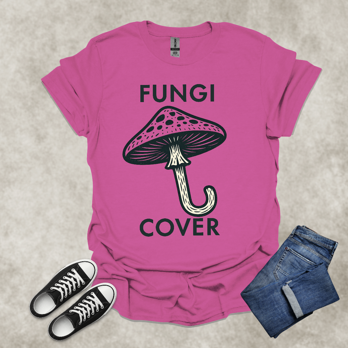 FUNGI COVER — Mushroom Art Graphic Tee: Unisex Softstyle T-Shirt