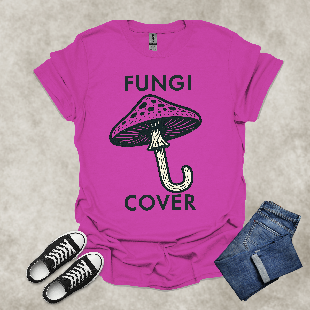 FUNGI COVER — Mushroom Art Graphic Tee: Unisex Softstyle T-Shirt
