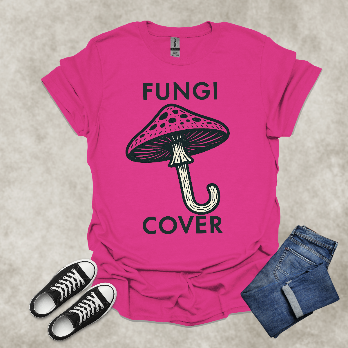 FUNGI COVER — Mushroom Art Graphic Tee: Unisex Softstyle T-Shirt