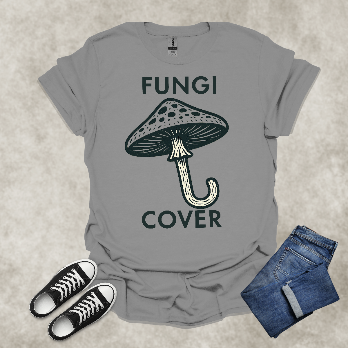 FUNGI COVER — Mushroom Art Graphic Tee: Unisex Softstyle T-Shirt