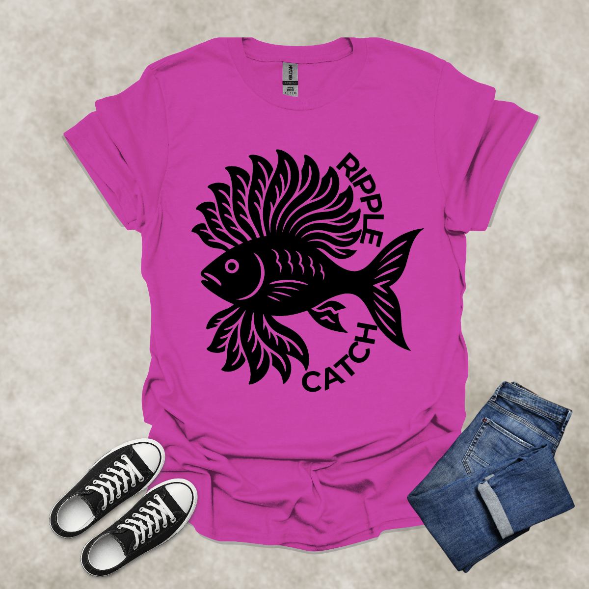 RIPPLE CATCH — Surreal Aquatic Art Tee: Unisex Softstyle T-Shirt