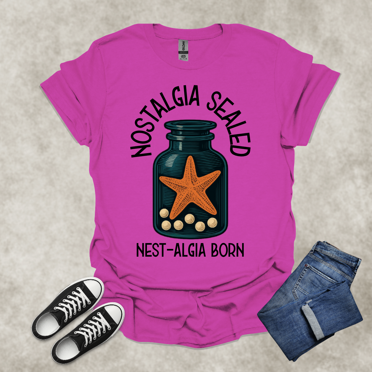 NOSTALGIA SEALED: NEST-ALGIA BORN — Surreal Ocean Art Tee: Unisex Softstyle T-Shirt