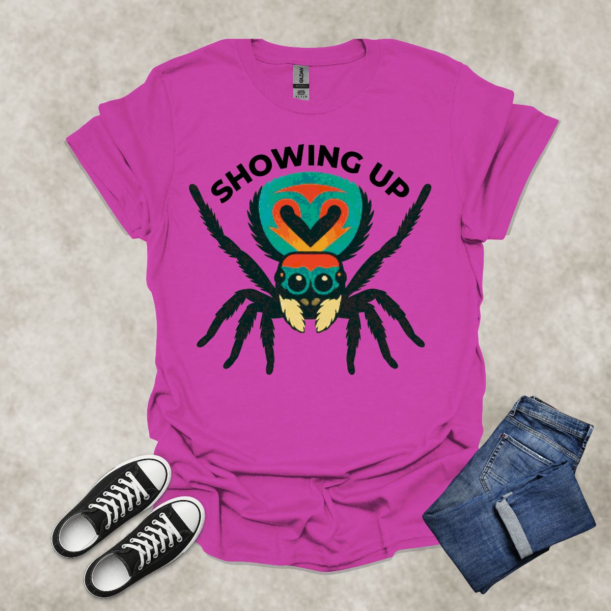 SHOWING UP and NOT SHOWING OFF — Nature-Inspired Lifestyle Tee: Unisex Softstyle T-Shirt