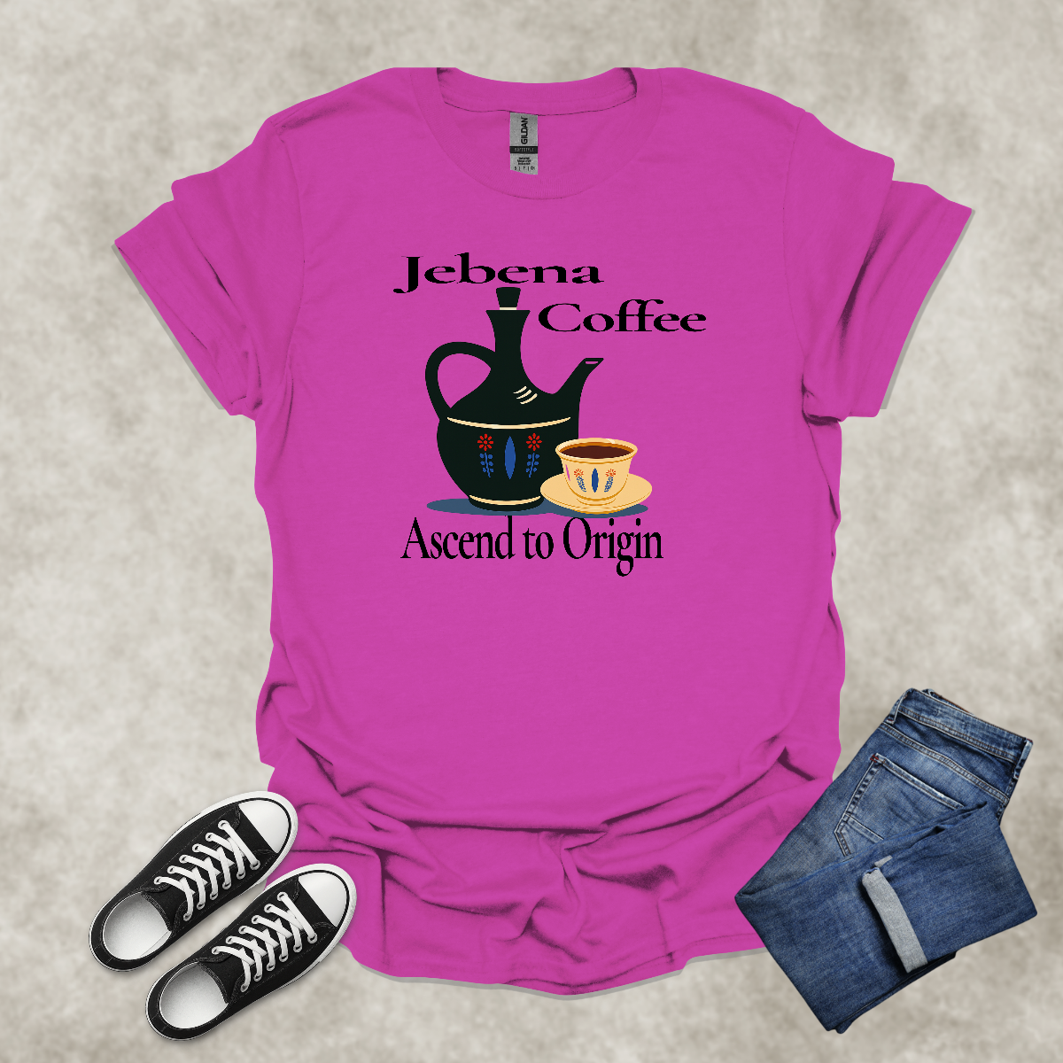 JEBENA COFFEE: ASCEND TO ORIGIN — Cultural Coffee Graphic Tee: Unisex Softstyle T-Shirt
