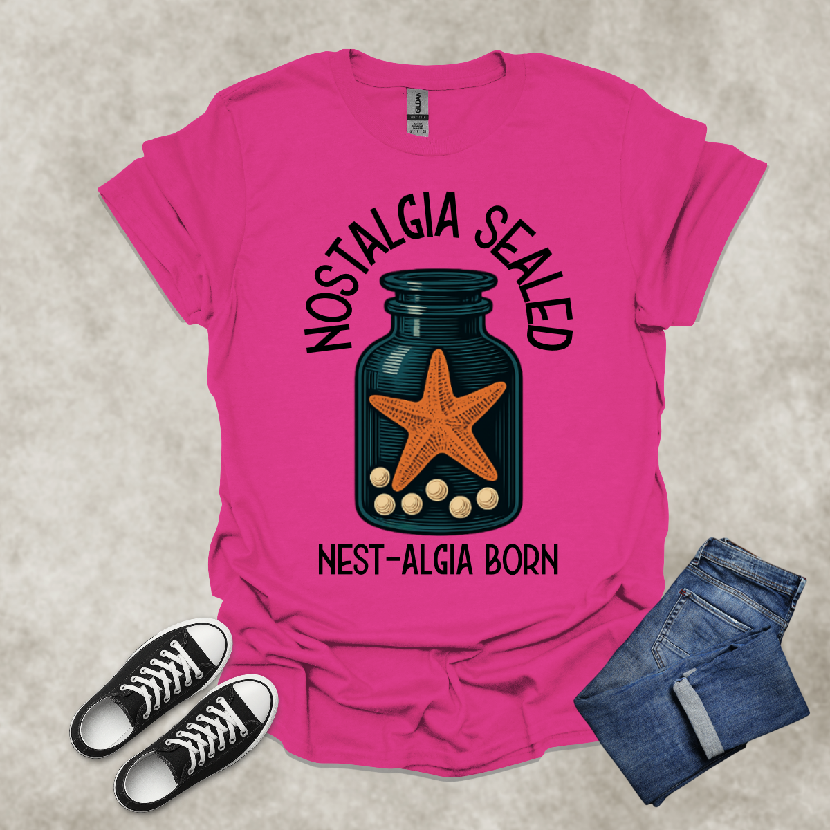 NOSTALGIA SEALED: NEST-ALGIA BORN — Surreal Ocean Art Tee: Unisex Softstyle T-Shirt