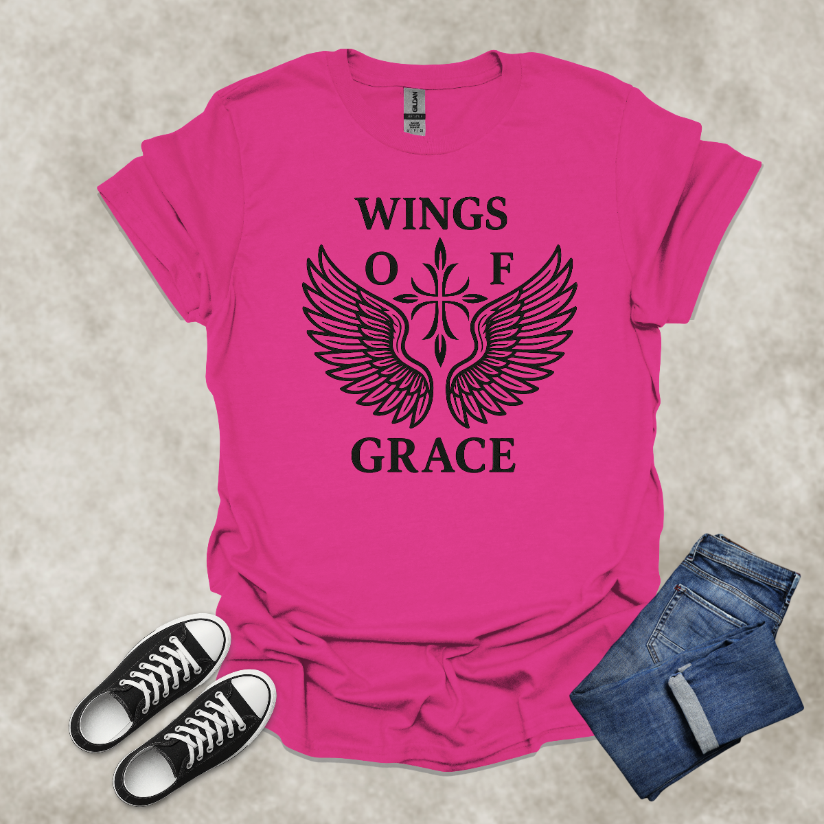 WINGS OF GRACE — Scripture-Inspired Graphic Tee: Unisex Softstyle T-Shirt