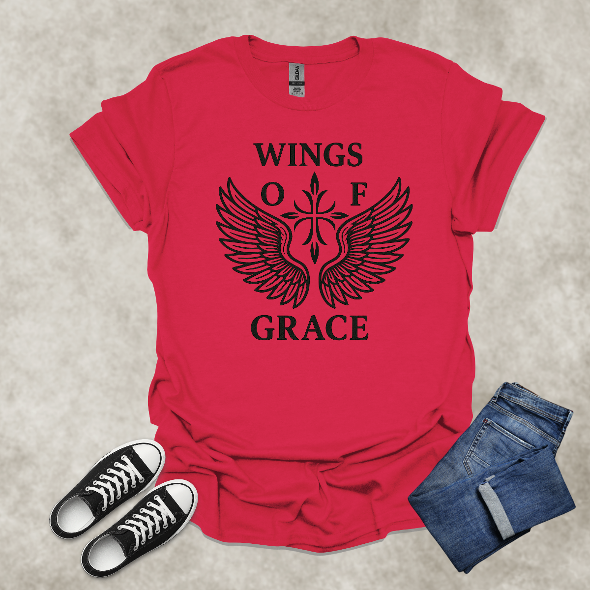 WINGS OF GRACE — Scripture-Inspired Graphic Tee: Unisex Softstyle T-Shirt
