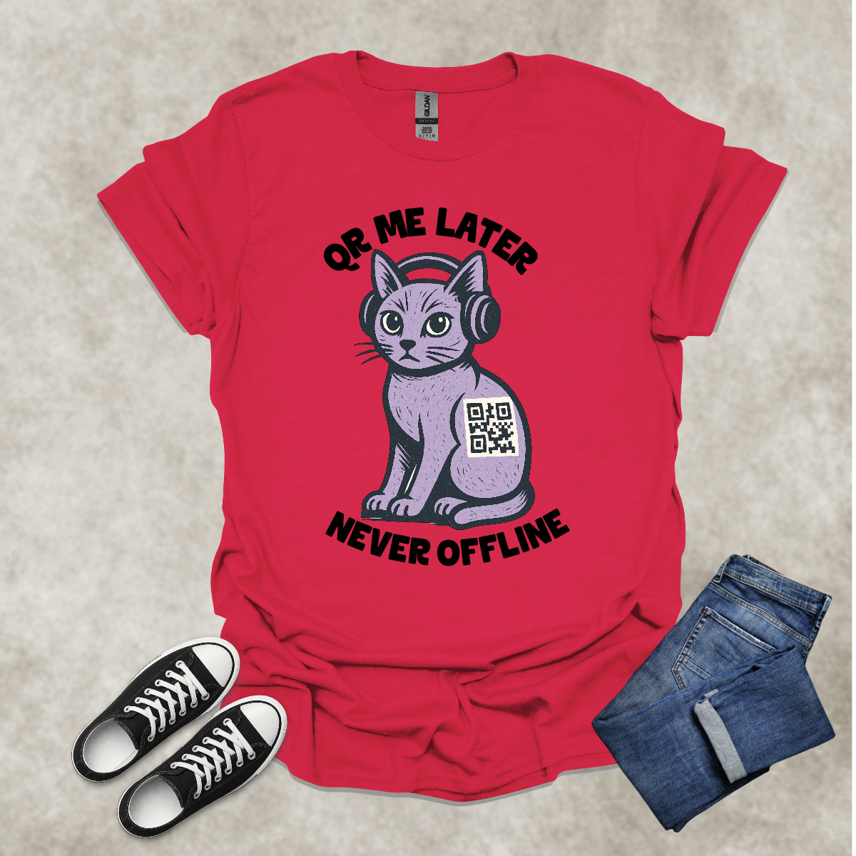 QR ME LATER: NEVER OFFLINE: GEN Z — Generational Graphic Tee: Unisex Softstyle T-Shirt
