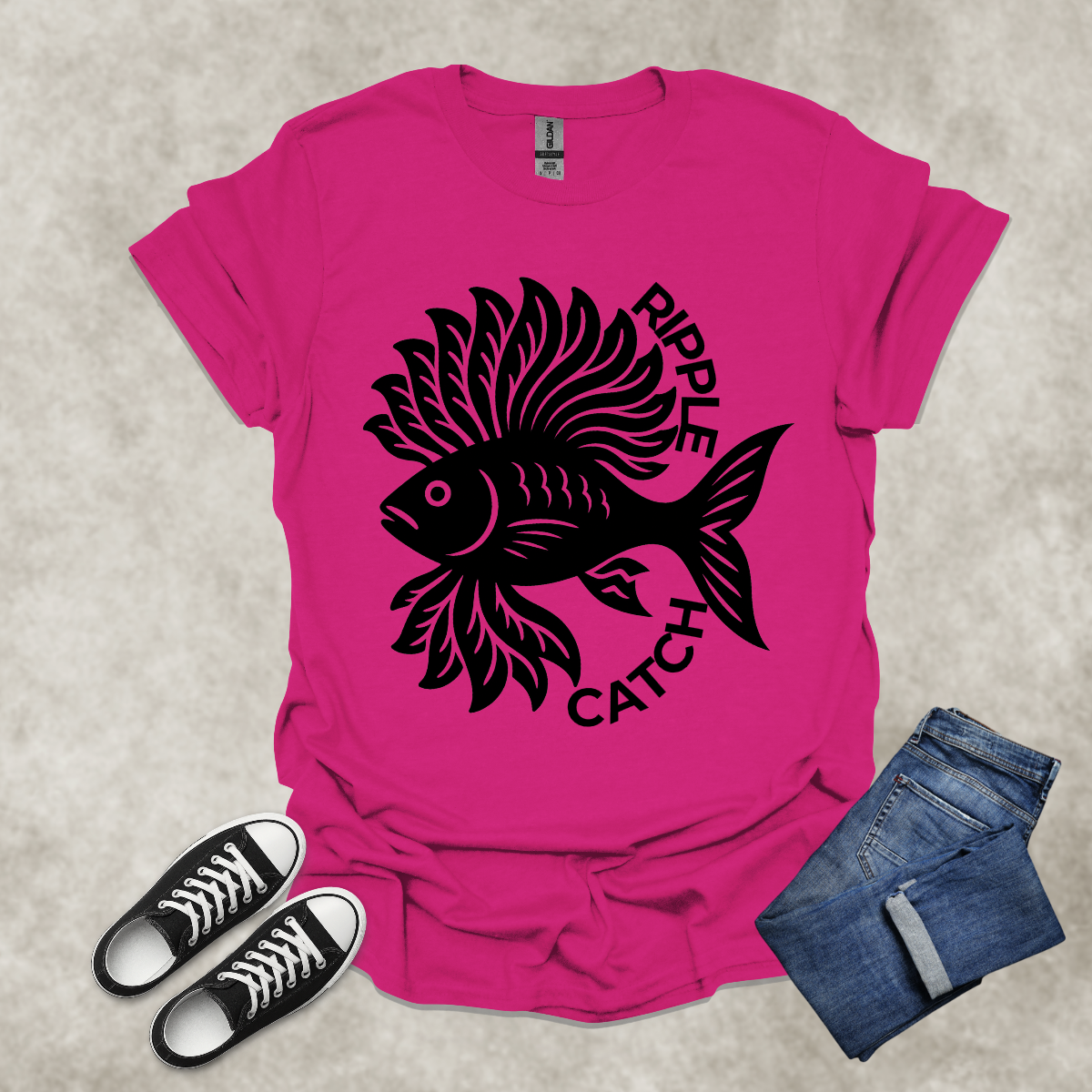RIPPLE CATCH — Surreal Aquatic Art Tee: Unisex Softstyle T-Shirt