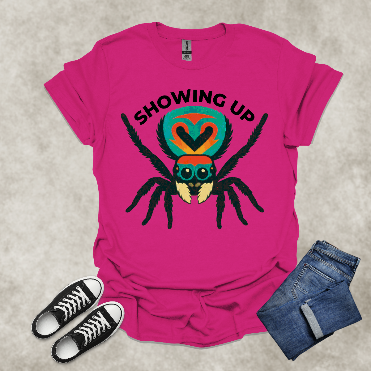 SHOWING UP and NOT SHOWING OFF — Nature-Inspired Lifestyle Tee: Unisex Softstyle T-Shirt