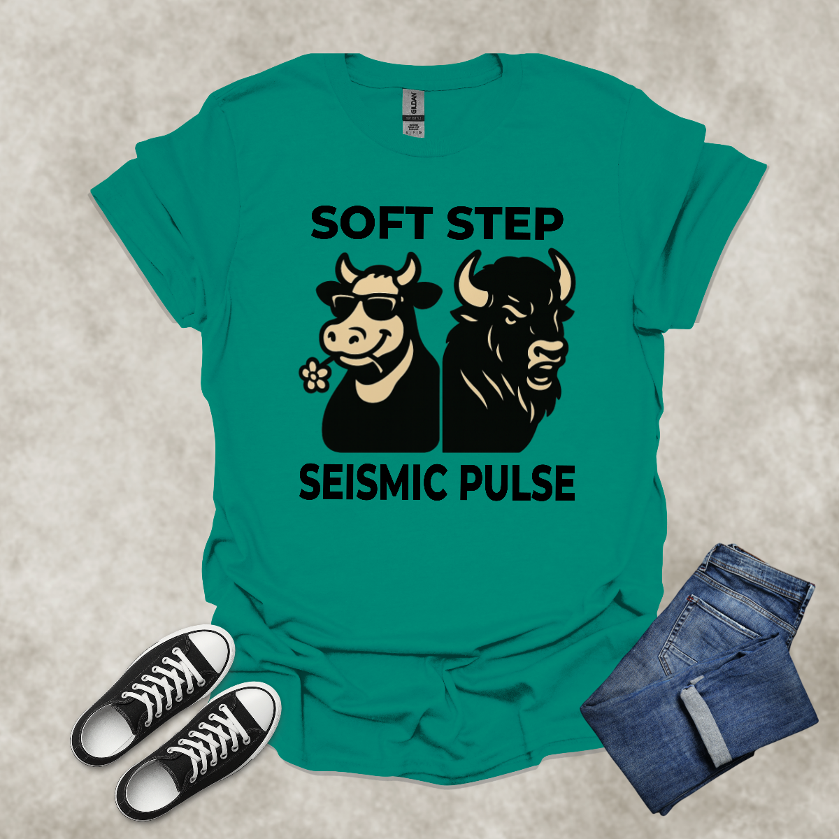 SOFT STEP: SEISMIC PULSE — Animal Symbolism Graphic Tee: Unisex Softstyle T-Shirt