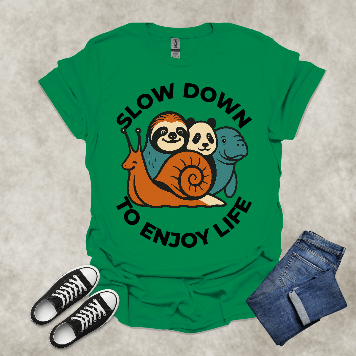 SLOW DOWN TO ENJOY LIFE — Slow Living Lifestyle Tee: Unisex Softstyle T-Shirt