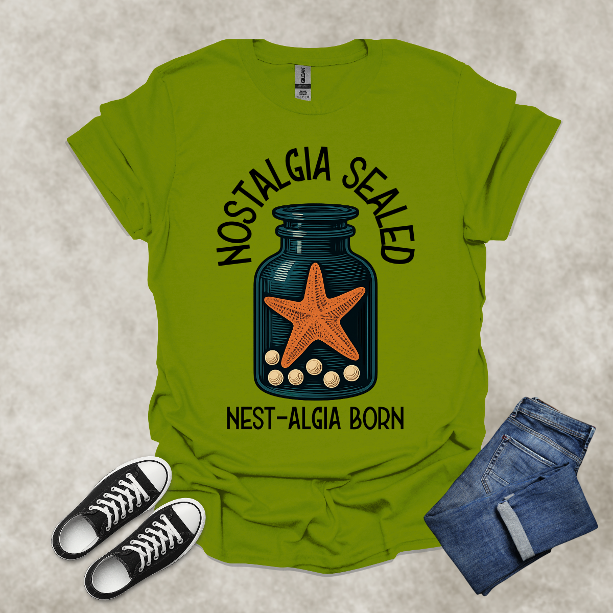 NOSTALGIA SEALED: NEST-ALGIA BORN — Surreal Ocean Art Tee: Unisex Softstyle T-Shirt