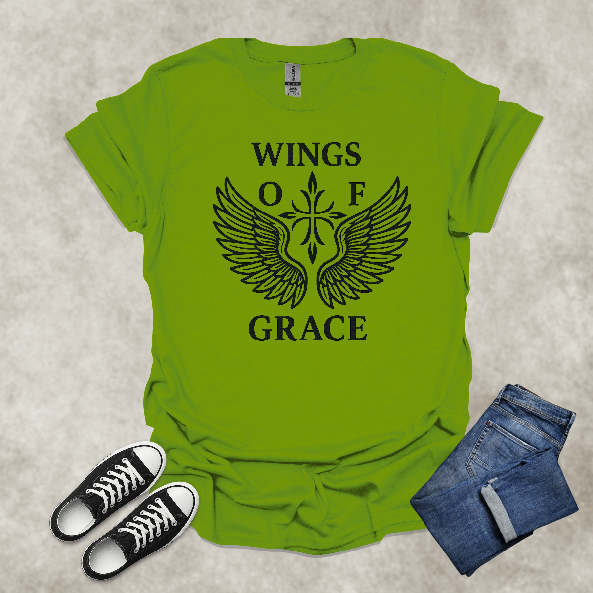 WINGS OF GRACE — Scripture-Inspired Graphic Tee: Unisex Softstyle T-Shirt
