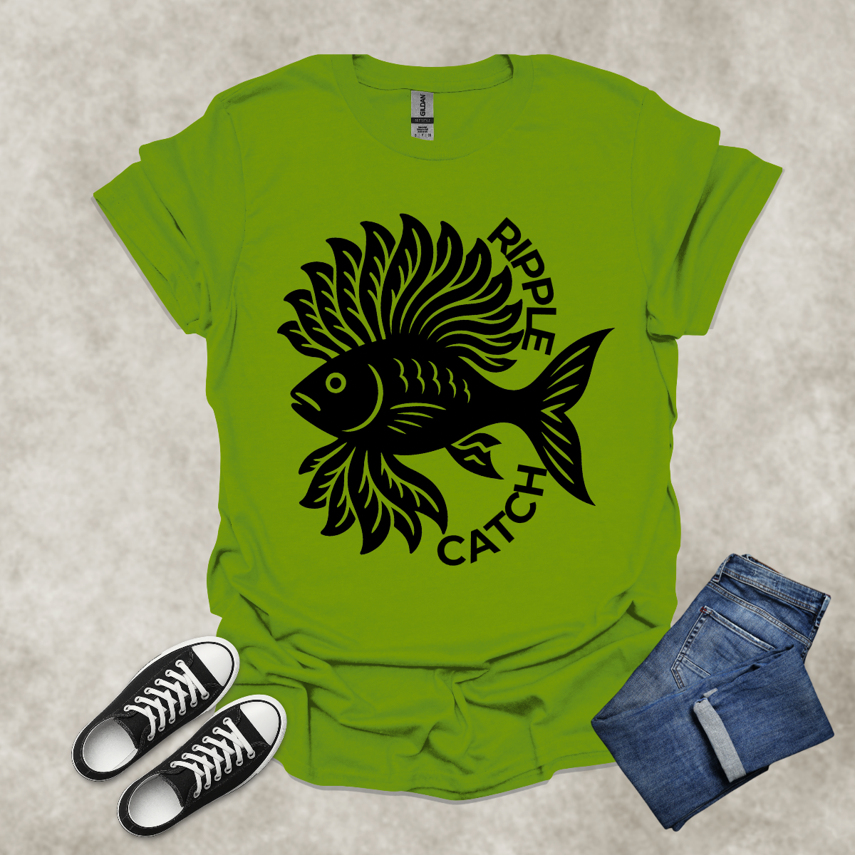 RIPPLE CATCH — Surreal Aquatic Art Tee: Unisex Softstyle T-Shirt