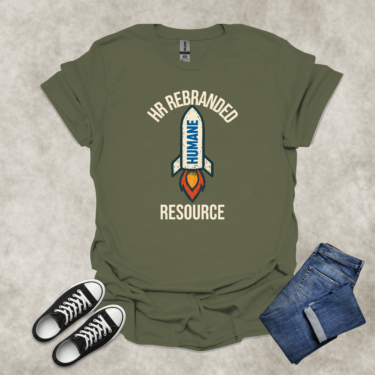 HR REBRANDED: HUMANE RESOURCE — Corporate Satire Tee: Unisex Softstyle T-Shirt