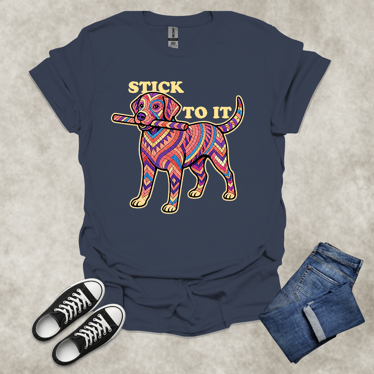 STICK TO IT — Persistence-Inspired Labrador Tee: Unisex Softstyle T-Shirt