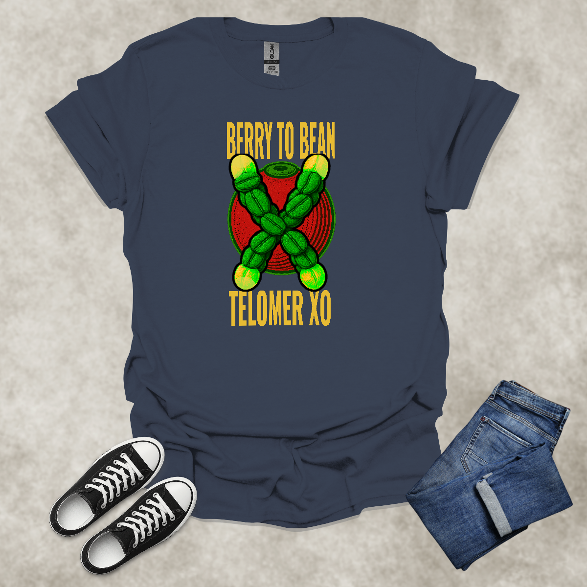 BERRY TO BEAN: TELOMER XO — Coffee Science Art Tee: Unisex Softstyle T-Shirt