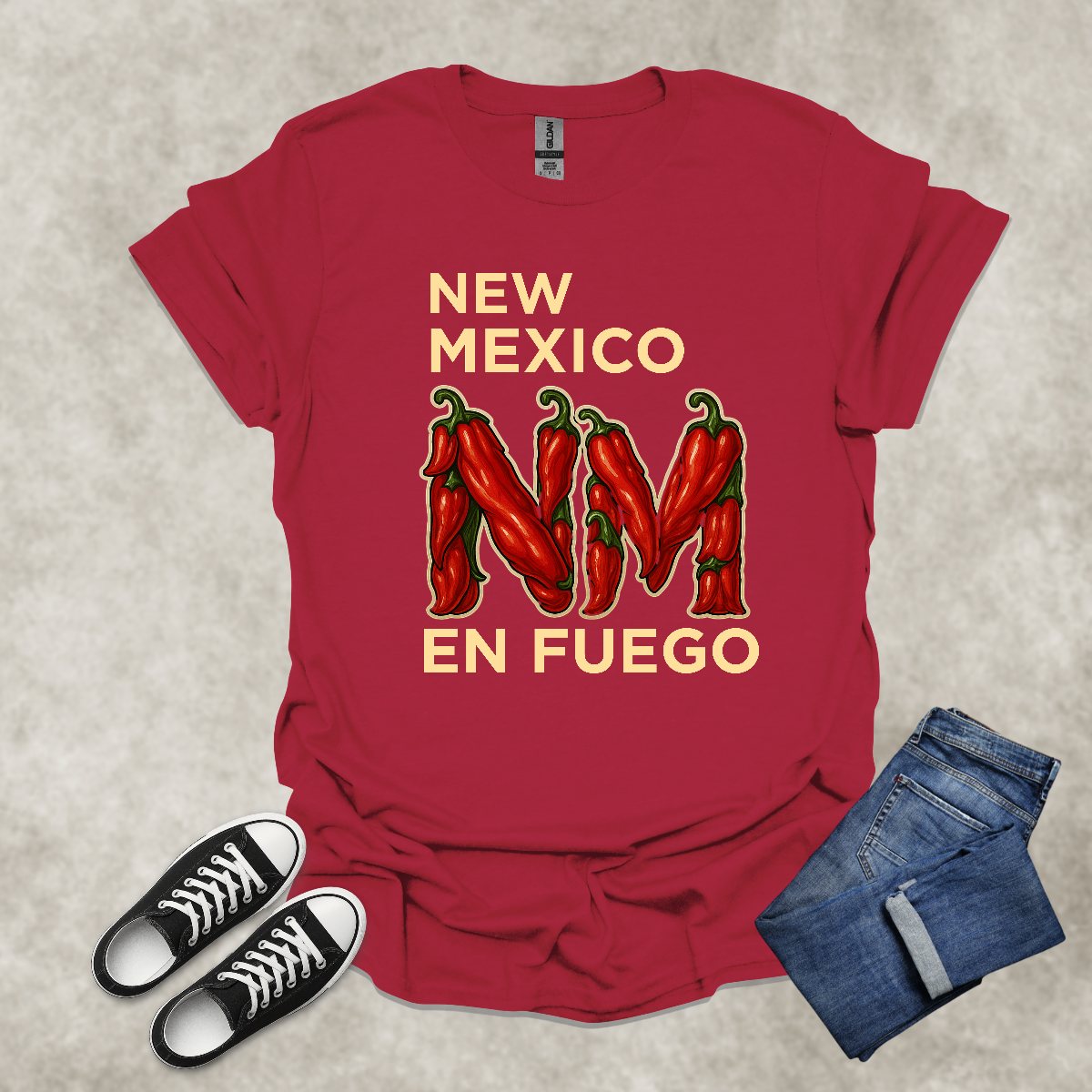 NEW MEXICO: EN FUEGO — State Pride Graphic Tee: Unisex Softstyle T-Shirt