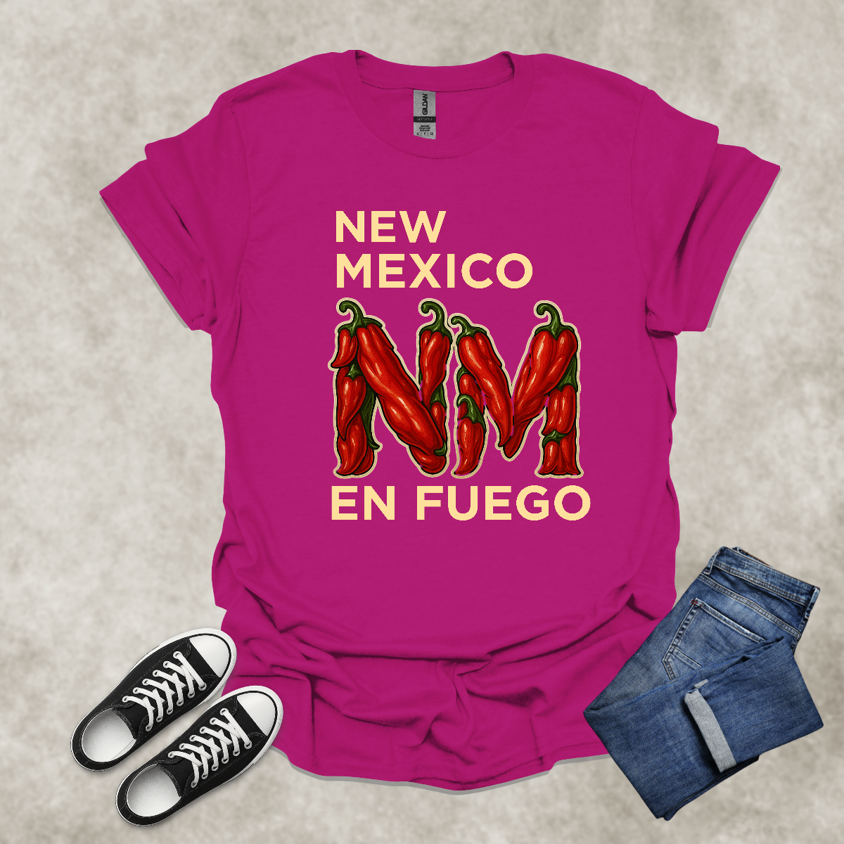 NEW MEXICO: EN FUEGO — State Pride Graphic Tee: Unisex Softstyle T-Shirt