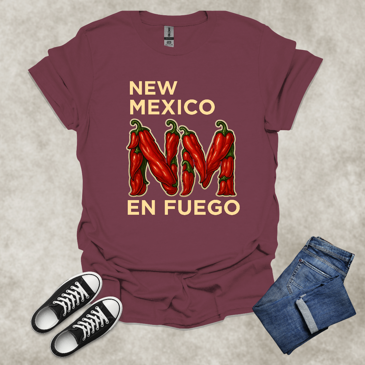 NEW MEXICO: EN FUEGO — State Pride Graphic Tee: Unisex Softstyle T-Shirt