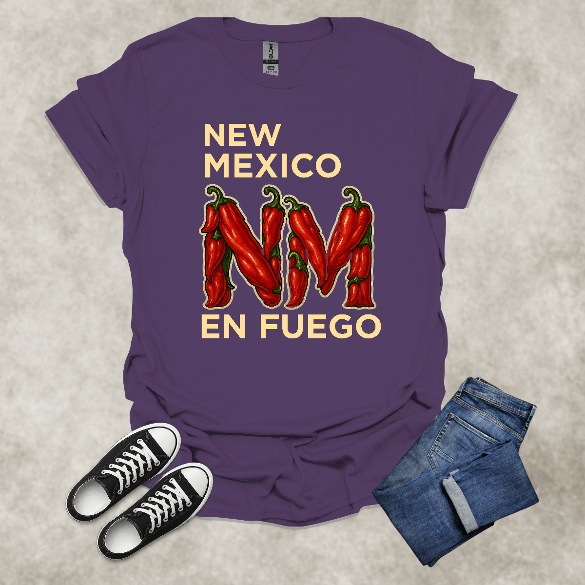 NEW MEXICO: EN FUEGO — State Pride Graphic Tee: Unisex Softstyle T-Shirt