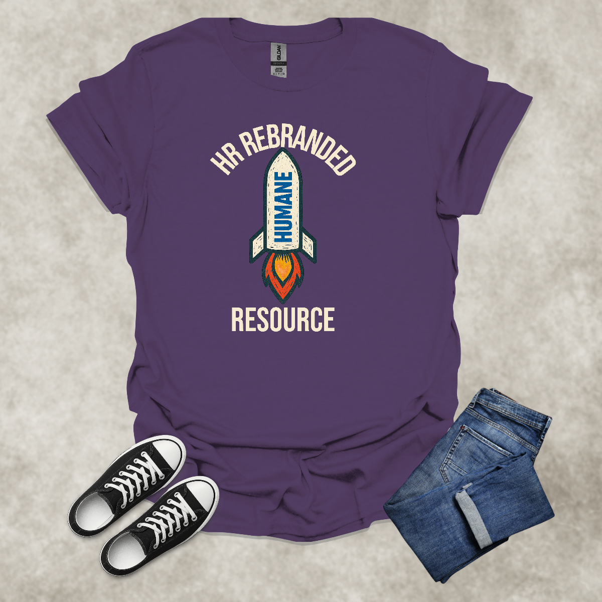 HR REBRANDED: HUMANE RESOURCE — Corporate Satire Tee: Unisex Softstyle T-Shirt