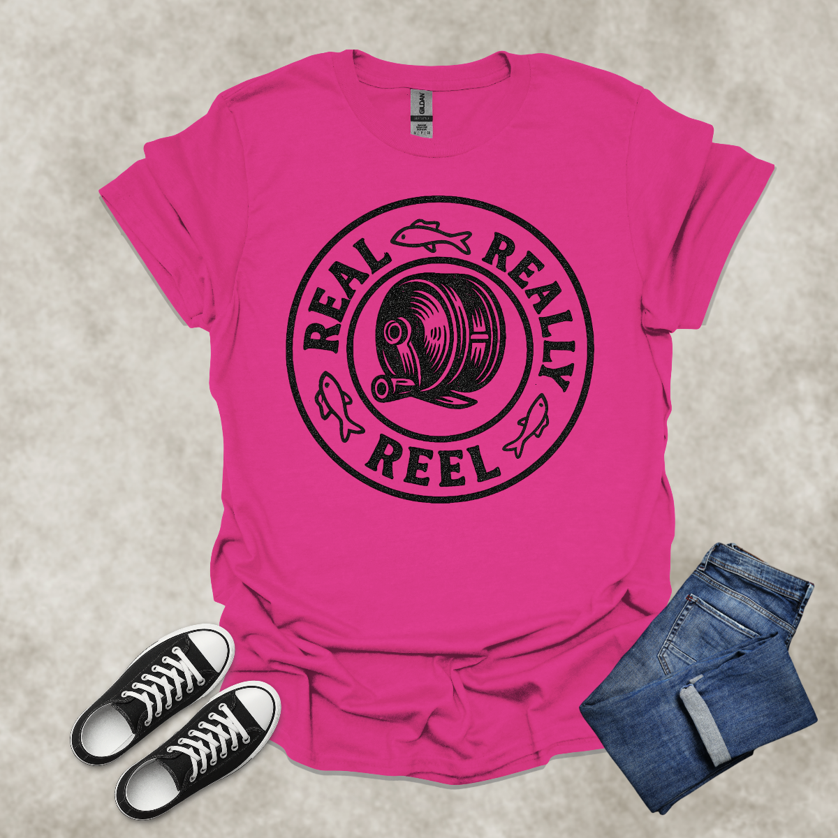 REAL: REALLY: REEL — Fishing Humor Graphic Tee: Unisex Softstyle T-Shirt