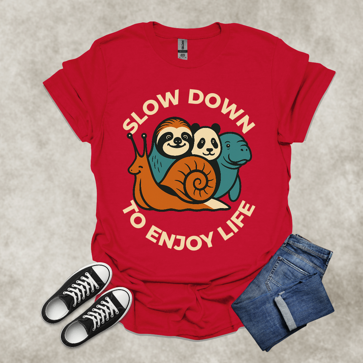 SLOW DOWN TO ENJOY LIFE — Slow Living Lifestyle Tee: Unisex Softstyle T-Shirt