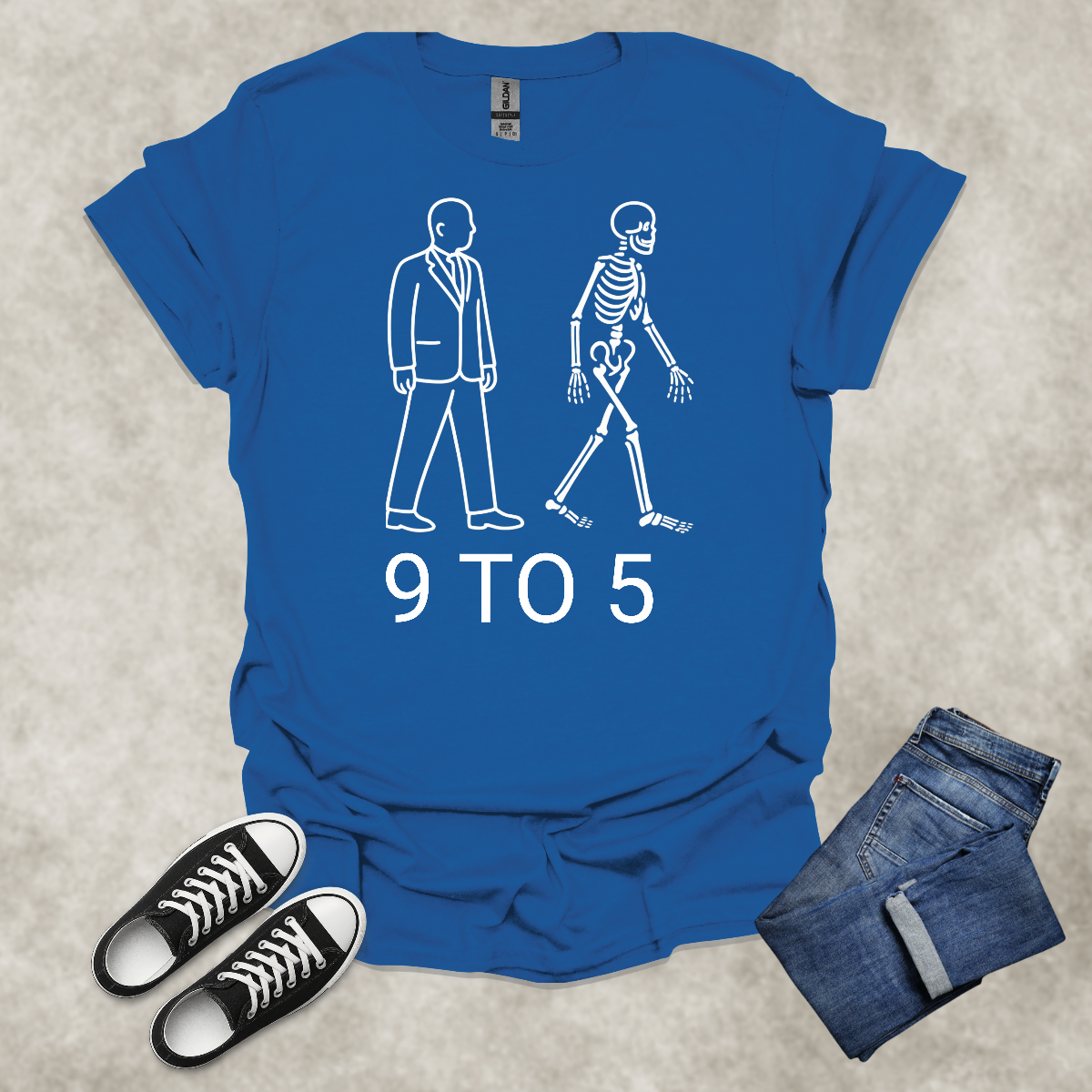 9 TO 5 — Corporate Satire Tee: Unisex Softstyle T-Shirt