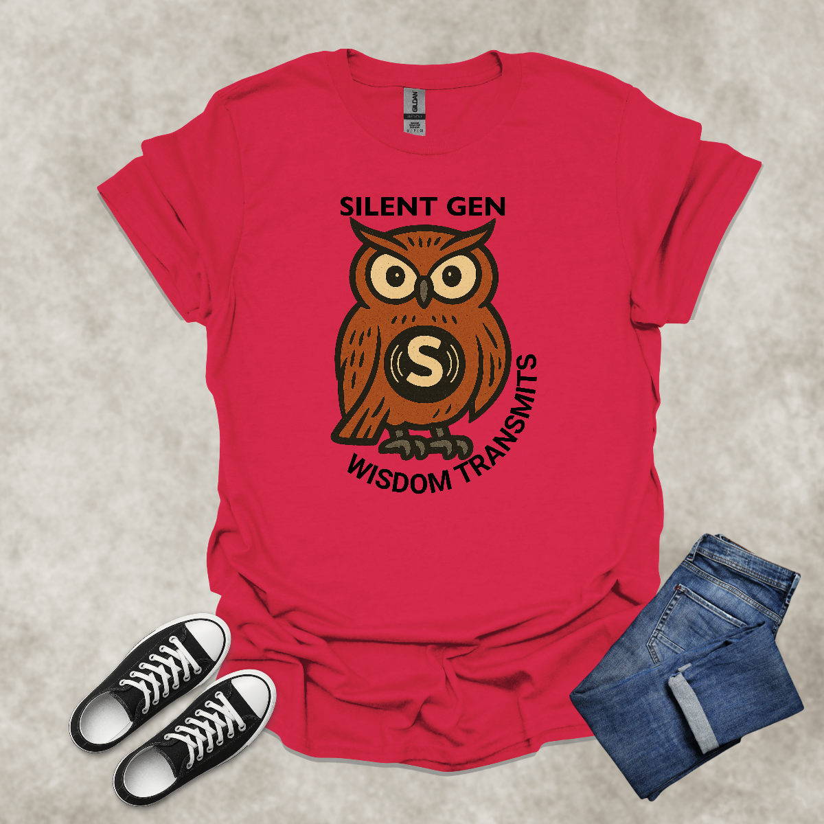 SILENT GEN: WISDOM TRANSMITS — Owl Wisdom Art Tee: Unisex Softstyle T-Shirt
