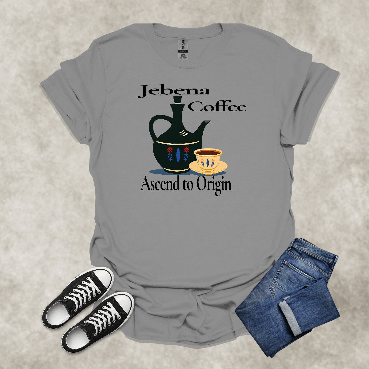 JEBENA COFFEE: ASCEND TO ORIGIN — Cultural Coffee Graphic Tee: Unisex Softstyle T-Shirt