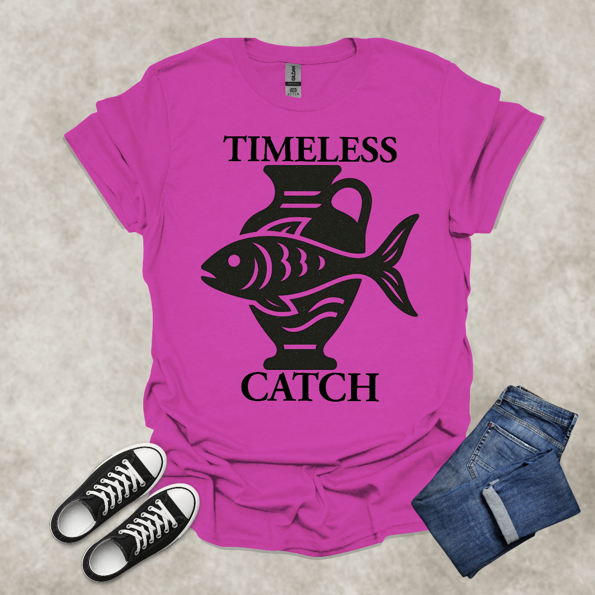 TIMELESS CATCH — Surreal Nature Art Tee: Unisex Softstyle T-Shirt