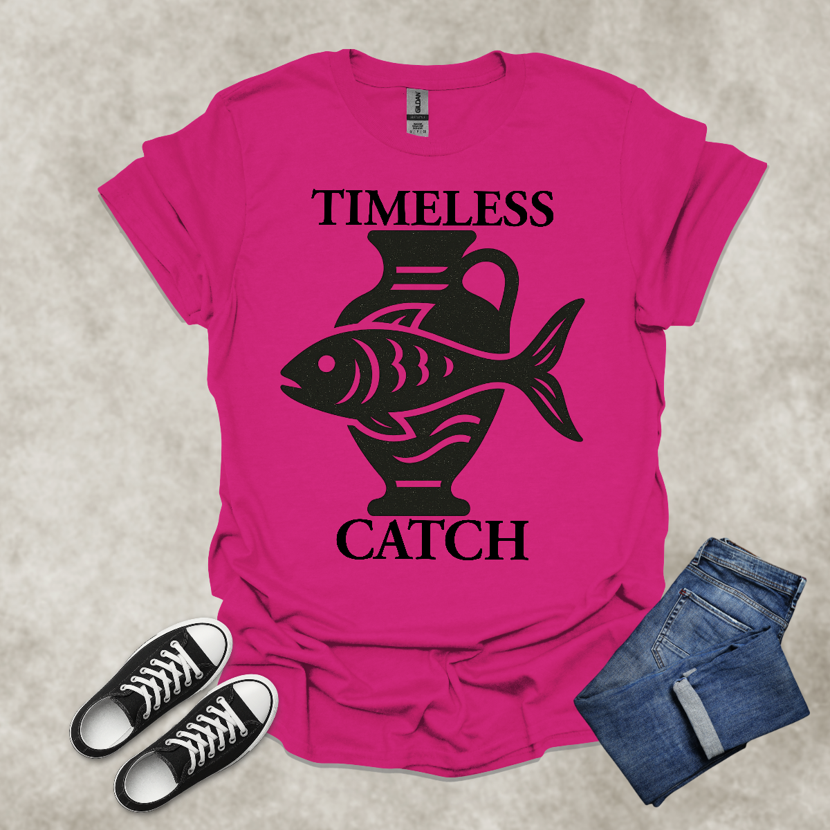TIMELESS CATCH — Surreal Nature Art Tee: Unisex Softstyle T-Shirt