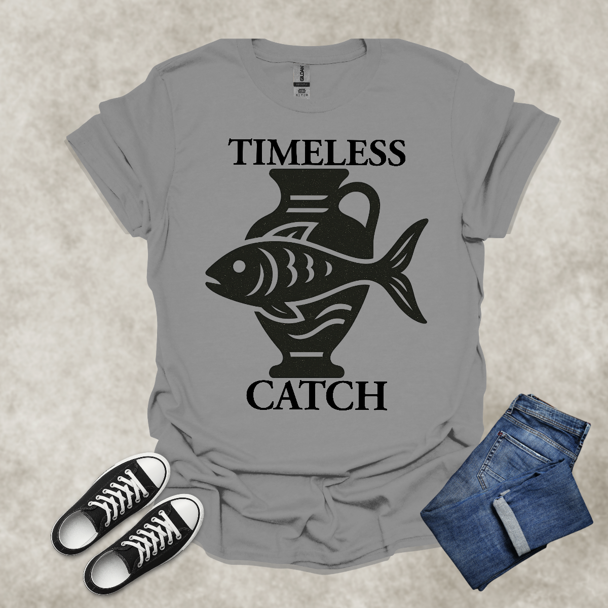 TIMELESS CATCH — Surreal Nature Art Tee: Unisex Softstyle T-Shirt