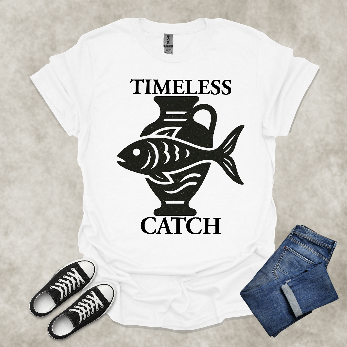 TIMELESS CATCH — Surreal Nature Art Tee: Unisex Softstyle T-Shirt
