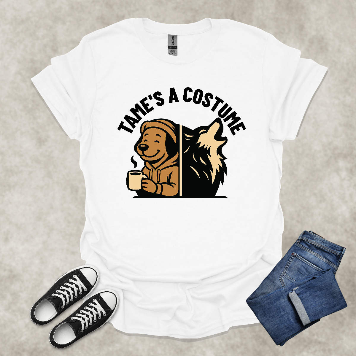 TAME IS A COSTUME — Lifestyle Contrast Tee: Unisex Softstyle T-Shirt
