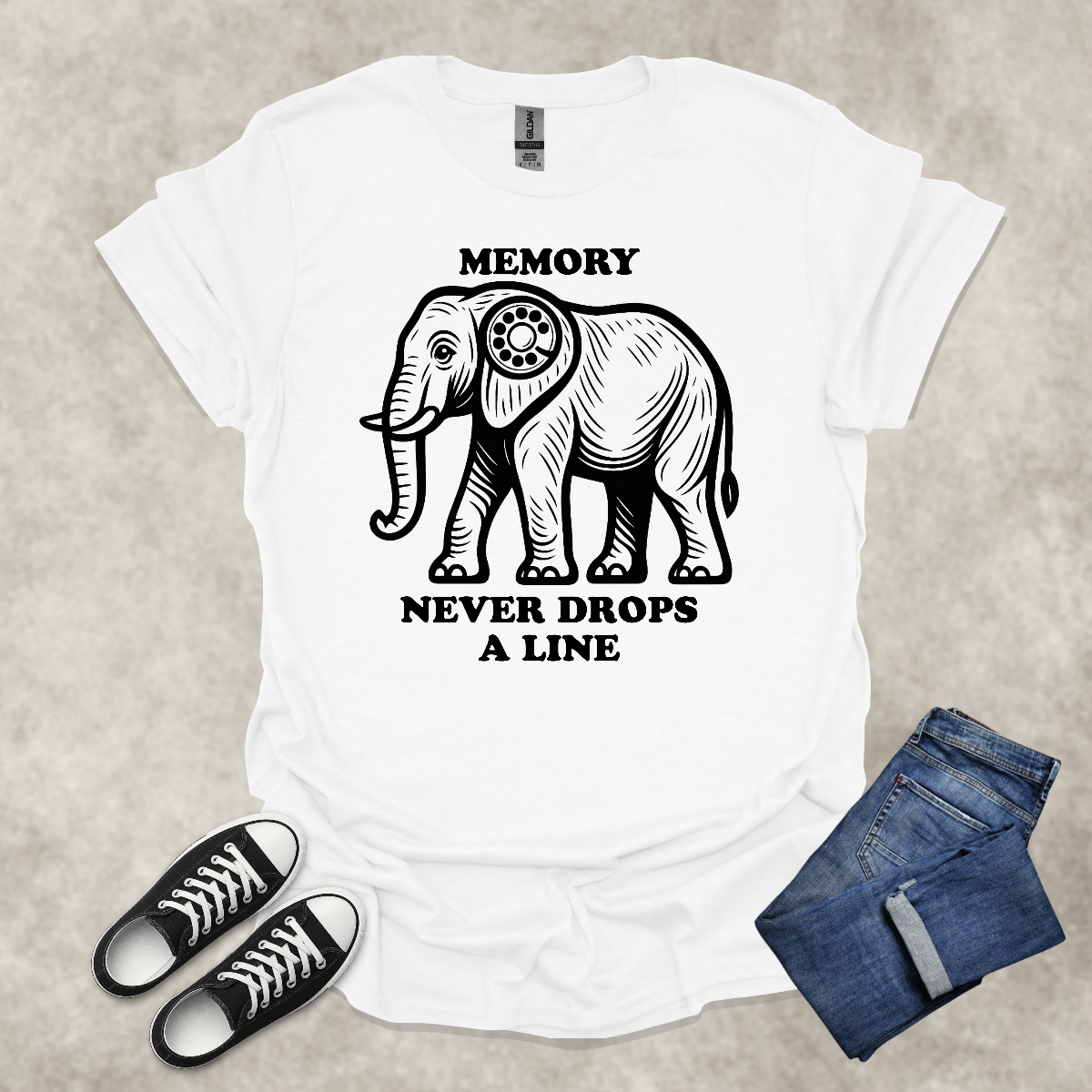 MEMORY NEVER DROPS A LINE: BOOMERS — Generational Graphic Tee: Unisex Softstyle T-Shirt